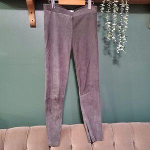 Vince   Leather Suede Skinny Pants with Zippered Ankles